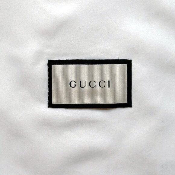 Gucci Dust Bag White Black Logo Drawstring Wallet Shoe Storage Cover 8.5 x 17.5 - Picture 3 of 6